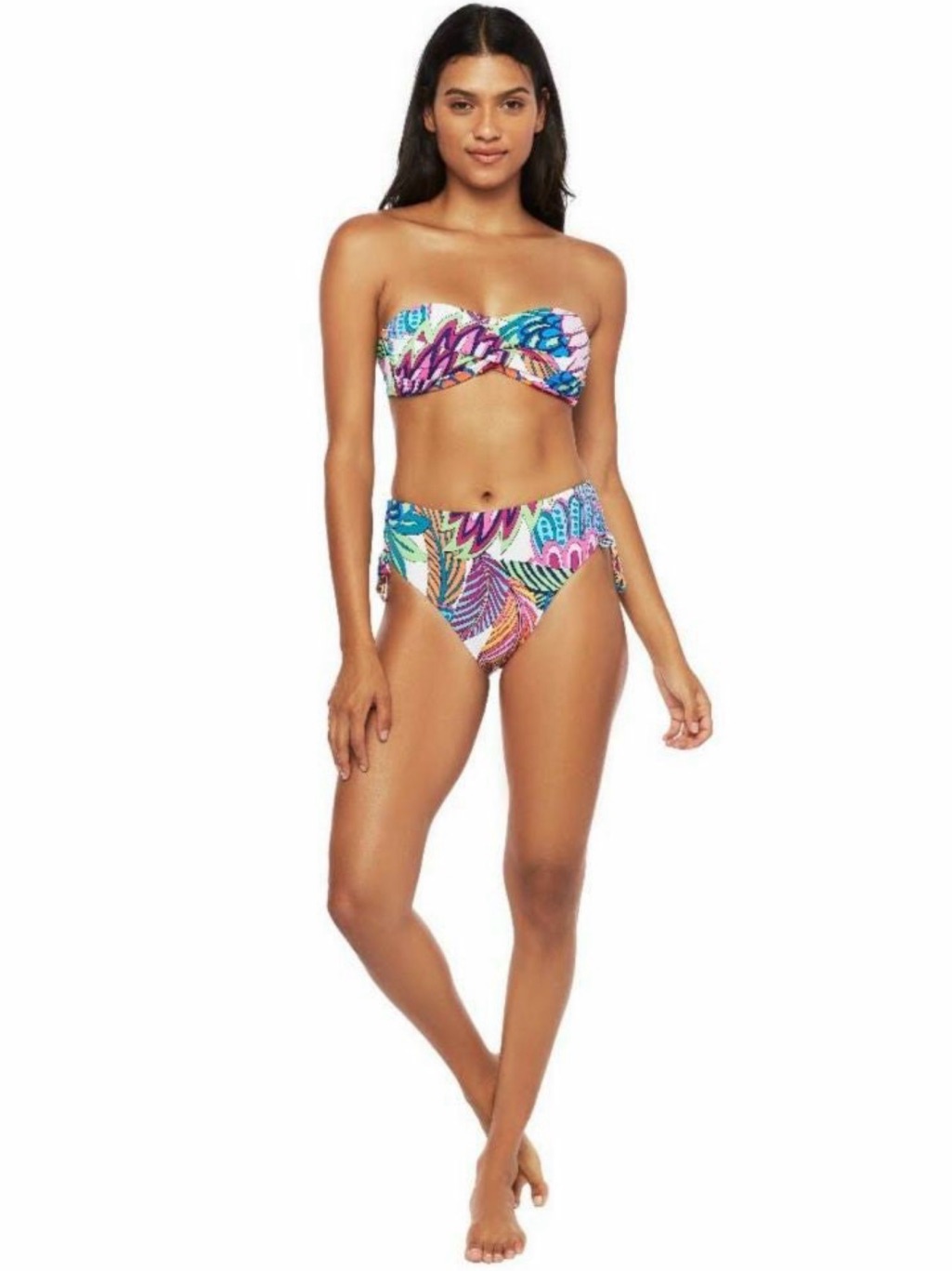 Trina Turk Paradise Plume Bikini Set Size 12 Bandeau Top & High-Waisted Bottom